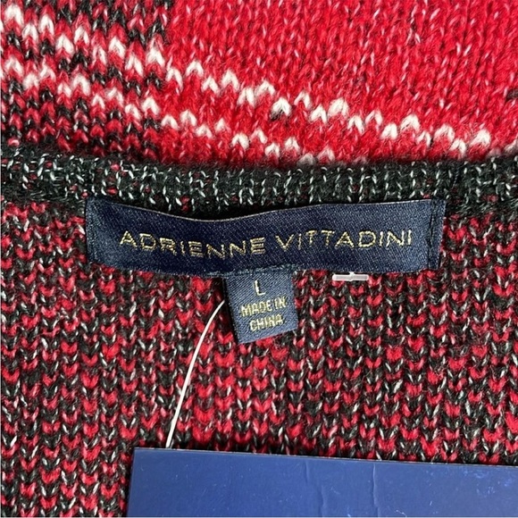 Adrienne Vittadini Red and Black Buffalo Plaid Open Front Cardigan. Size Large. - Picture 9 of 13